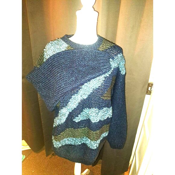 SALE! Christmas UGLY SWEATER! Street Scenes 80s Geometrics Pullover Men's MED - Picture 1 of 11